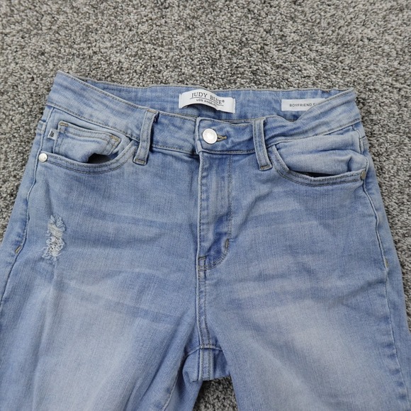 Judy Blue Jeans Womens 3 Light Denim Trouser Pants Boyfriend Stretch Faded Flex - Picture 6 of 13